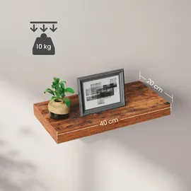 VASAGLE Wandregal 40 x 20 x 3,8 cm Braun