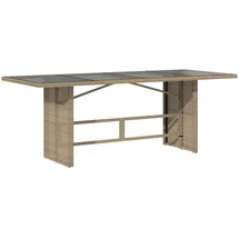 vidaXL Gartentisch mit Glasplatte 190 x 80 x 74 cm Beige
