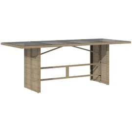 vidaXL Gartentisch mit Glasplatte 190 x 80 x 74 cm Beige