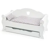 Legler Small foot 12024 - Puppentagesbett, Puppenbett mit Bettzeug, weiß, Holz, L/B/H: 56x23x28cm