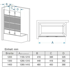 MIQU Duschwand für Badewanne cm 3-teilig Faltbar Duschtrennwand Glas Duschabtrennung mit Weiße Streifenmuster & Milchglas, Dusche