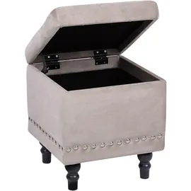 Beliani Pouf mit Stauraum Loretto Samtstoff Beige