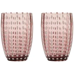 Zafferano Perle Amethyst-Glas – farbiges mundgeblasenes Glas, 32 cl, handgefertigt – Set mit 2 handgefertigten Bechern für Wasser oder Cocktails
