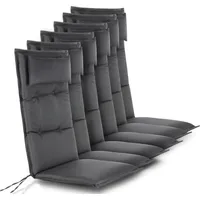Aspero Hochlehnerauflage 6 Hochlehner Stuhlauflage, (Set), Wasserdicht grau