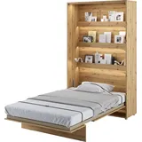 meblini Schrankbett Bed Concept - Wandbett mit Lattenrost - Klappbett mit Schrank - Wandklappbett - Murphy Bed - Bettschrank - BC-02-120x200cm Vertikal - Artisan, Holzwerkstoff, 7-Zonen, Rechteckig, 120x200 cm, Schlafzimmer, Betten, Klappbetten