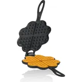 BBQ-Toro Waffeleisen in Herzform, Waffelmaker, Herzwaffeln Doppelform aus Gusseisen, schwarz - Schwarz