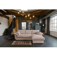 KAWOLA Sofa ASOKA Ecksofa Bettsofa Schlafsofa mit Stauraum Cord rosa