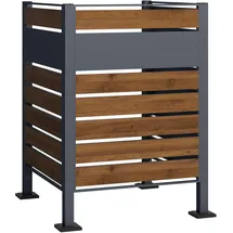 Wiltec Mülltonnenzaun Holzoptik 60-240 l grau