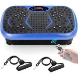 TLGREEN Vibrationsplatte 99 Stufen 5 Trainingsprogramme, Kompaktes Design, Leiser Motor, Trainingsbänder, rutschfest, Fitness Vibrationsboard für Zuhause, Fettverbrennung & Muskelaufbau, Blau