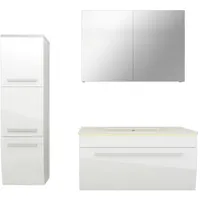 AcquaVapore Badmöbel Set Gently 3 V2-L Weiß Badezimmermöbel Badspiegel