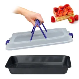 Relaxdays Backblech mit Deckel, Dunkelblau,Schwarz,Transparent