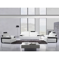 JVmoebel Sofa Komplett Set Sofagarnitur 3+2 Sitzer Design Sofa Couch, Made in Europe schwarz|weiß