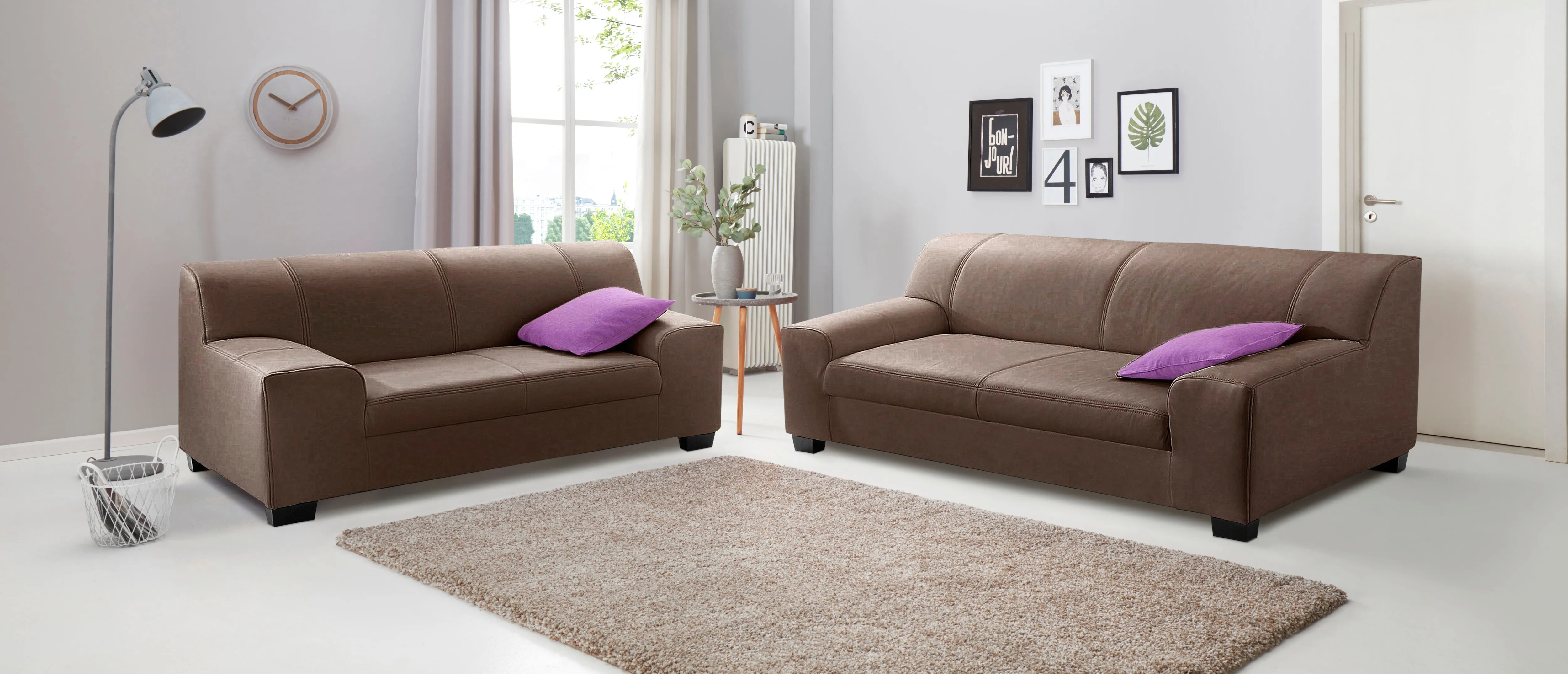 DOMO collection Polstergarnitur »Amando«, (Spar-Set), bestehend aus 2er- und 3er-Sofa DOMO collection espresso