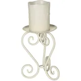 Ambiente Haus Kerzenständer AMBIENTE HAUS "Kerzenständer in Antikweiß - (H) 20 cm", weiß, B:13cm H:20cm T:13cm, Schmiedeeisen, Kerzenhalter