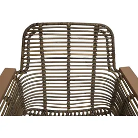 Mendler Esszimmerstuhl HWC-M29, Küchenstuhl Korbstuhl Rattansessel Rattanstuhl Stuhl mit Armlehnen, Kubu Rattan Holz Metall