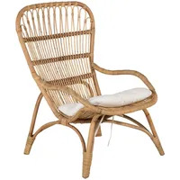 Gardenson Loungesessel Braun, Weiß, Holz, Rattan ca. 66x95x131 cm