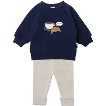 LILIPUT Sweatanzug LILIPUT "Croissant Bonjour", Mädchen, Gr. 98/104, blau (beige, blau), 80% Baumwolle, 20% Polyester, bedruckt, Sportanzüge, bestehend aus Leggings und Sweatshirt