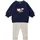 LILIPUT Sweatanzug LILIPUT "Croissant Bonjour", Mädchen, Gr. 98/104, blau (beige, blau), 80% Baumwolle, 20% Polyester, bedruckt, Sportanzüge, bestehend aus Leggings und Sweatshirt