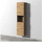 Sanipa „3way“ Hochschrank mit 2 Türen und 1 offenem Fach, Eiche Natural-Touch, UM11685