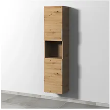 Sanipa „3way“ Hochschrank mit 2 Türen und 1 offenem Fach, Eiche Natural-Touch, UM11685
