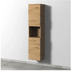 Sanipa „3way“ Hochschrank mit 2 Türen und 1 offenem Fach, Eiche Natural-Touch, UM11685