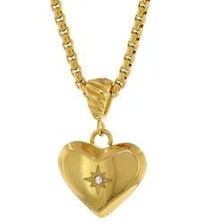 trendor 75882 Damen-Halskette Herz-Anhänger Gold auf Edelstahl Venezia-Kette