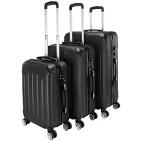 VINGLI Kofferset 3 teilig, 3 in 1 tragbarer ABS Trolley Koffer, Reisekoffer, Schwarz, 4 Rollen, mit viel Stauraum schwarz