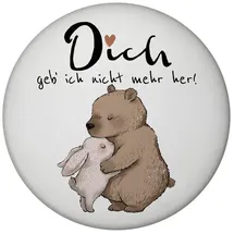 speecheese Hase und Bär Magnet mit Flaschenöffner rund mit Spruch Dich Geb‘ ich Nicht mehr her Paar Liebe Partner Valentinsgeschenk süß Herz Umarmung
