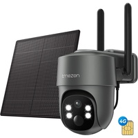 TMEZON 4G LTE Überwachungskamera Außen 2K PTZ Kamera mit SIM Karte & Solarpanel