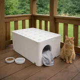 QLS Wetterfestes Katzenhaus aus Styropor 60x40x30 cm Katzenbett Outdoor Weiß 11415 – Weiß