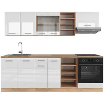 Vicco Küchenzeile R-Line 240 cm Weiß Hochglanz/Eiche