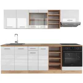 Vicco Küchenzeile R-Line 240 cm Weiß Hochglanz/Eiche
