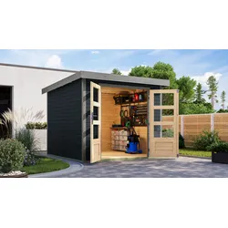 Gartenhaus KARIBU "Jupiter 3,5 C", anthrazit, graualuminium, ohne Fußboden, Holz, Stahl, Gartenhäuser, in verschiedenen Farben