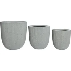 Decoris 3 Blumentöpfe 31-44cm Outdoor - Kunststoff Pflanzenkübel Blumenkübel Pflanzen Blumen Übertopf Pflanzentopf Pflanzgefäß für draußen Garten Hellgrau