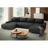 beautysofa Ecksofa DRACO U-Form universell mit Schlaffunktion & Bettkasten, Anthrazit (Velo637) - Schwarz
