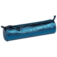Clairefontaine 4x Schlampermäppchen Leder Cuirisé rund Ø5,5x22cm Indigo 8693C