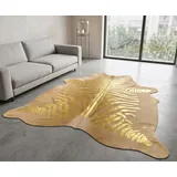 KUHFELL online & NOMAD Fellteppich Kuhfell Grau Beige mit Silber Gold & Kupfer Metallic Zebra Prägung goldfarben