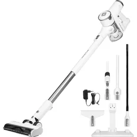 Genius Invictus X4 Pro Akku Staubsauger13 TLG., Staubsauger Kabellos mit Display, 150W Laufzeit bis 35Min. Auto Modus, Akkusauger für Teppich Hartboden - Weiß