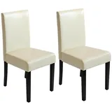 2er-Set Esszimmerstuhl Stuhl Lehnstuhl Littau Kunstleder, dunkle Beine, creme
