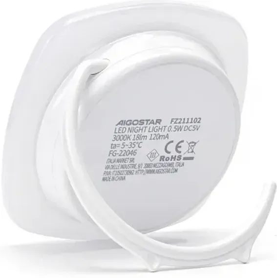 Aigostar LED Sensor Nachtlicht PIR+Lichtsensor mit Haken/Rahmenlose Form 3000k Warmlicht 18lm