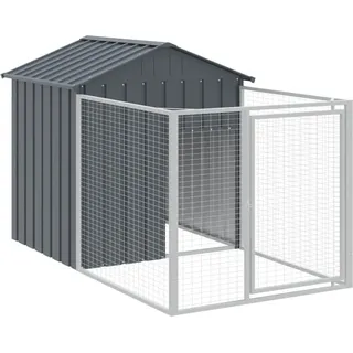 vidaXL Hundehütte mit Auslauf Anthrazit 117x201x123cm Verzinkter Stahl