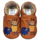 HOBEA-Germany Krabbelschuhe Maus mit Elefant braun 18/19 - 12 Monate) Krabbelsohle