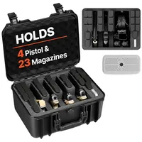 Vevor Hartschalenkoffer für 4 Pistolen, Pistolenkoffer mit XPE-Schaumstoffeinlage 404x319x192 mm, Wasserdichter Kurzwaffenkoffer mit Anpassbarem Innenraum & Tragegriff, für Pistole Objektive Kamera