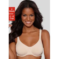 Minimizer-BH PETITE FLEUR, Damen, Gr. 80, Cup E, rosa (puder, weiß), Jersey, Obermaterial: 93% Baumwolle, 7% Elasthan, klassisch, BHs Minimizer-BH Bügel-BH T-Shirt-BH BH BH-Set, mit Bügel in Baumwoll-Qualität