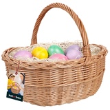 KOTARBAU® Weidenkorb Osterkorb mit Henkel Rund Natural 33x26,5x29 cm Osterkörbchen Weidenkorb mit Henkel Kinder Weidenkörbchen Pilzkörbe Korb geflochten mit Henkel Weidenkörbe Einkaufskorb Weidenkorb