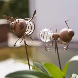 star trading deutschland gmbh LED Solar-Dekoleuchten Oxida Bienen Dämmerungssensor 2er Set rost 51cm