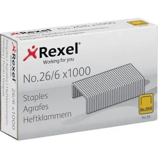 Rexel No.56 Heftklammern 26/6, ACCO6131 Verzinkter Stahl Silber 1000