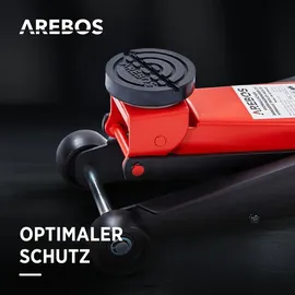 Arebos 3T Hydraulischer Rangierwagenheber mit Fußpedal, 2x Unterstellbock, 3 Tonnen Tragkraft 2x Auflagen