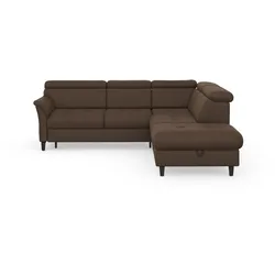 Ecksofa SIT & MORE "Marano L-Form", braun, B:252cm T:216cm, 100% Polyester, Sofas, inklusive Kopfteilverstellung, wahlweise mit Bettfunktion, Bettkasten