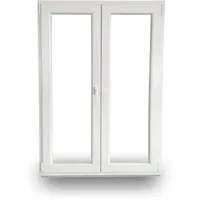 JeCo Kunststofftür Balkontür Stulptür - 2-Flügelig 2-Fach-Verglasung 60mm Bautiefe - BxH: 1700x2100mm Dreh Rechts - Dreh-Kipp Links